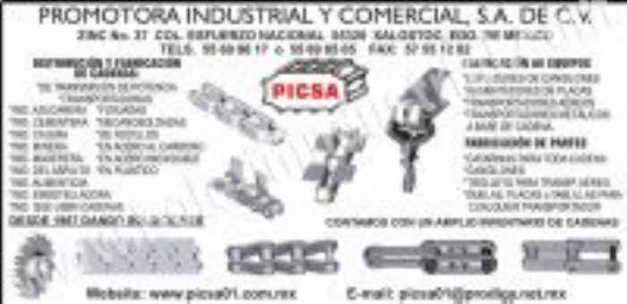 CADENAS DE TRANSMISION - PROMOTORA INDUSTRIAL Y COMERCIAL
