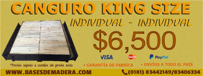 CAMA CANGURO KING SIZE - INDIVIDUAL - INDIVIDUAL SIN CABECERA - Bases de madera