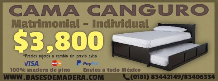 CAMA CANGURO MATRIMONIAL - INDIVIDUAL CON CABECERA - Bases de madera.