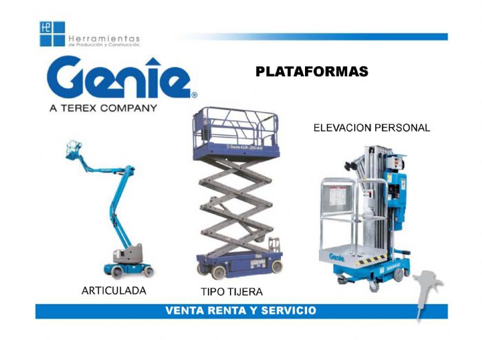 RENTA DE PLATAFORMAS DE ELEVACION - GENIE