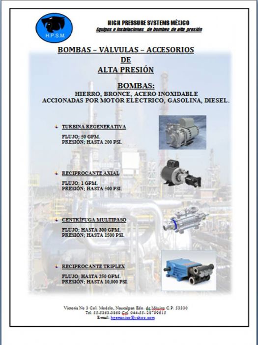 BOMBAS DE ALTA PRESION - Diversas Marcas