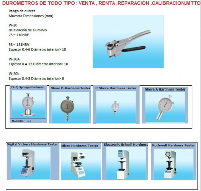 DUROMETROS DE TODO TIPO  - 
