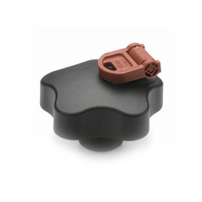  Perillas de estrella de seguridad con llave Plástico tecnopolímero, con inserto roscado de latón - JW Winco