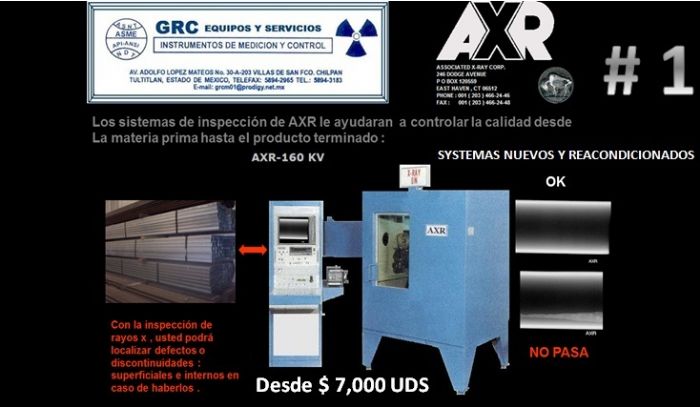 RAYOS X -SISTEMAS NDT PARA TODO TIPO DE MATERIAL  - AXR CORPORATION 