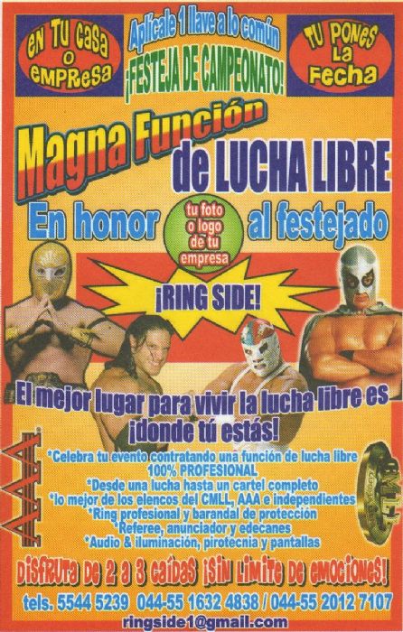 Funciones Privadas de Lucha Libre Profesional - RING SIDE Funciones Privadas de Lucha Libre