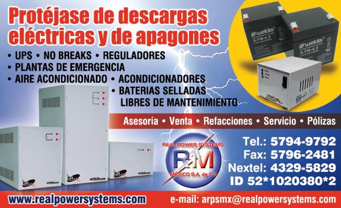 UPS, REGULADORES DE VOLTAJE, NO BREAK - REAL POWER SYSTEMS