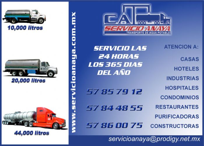 Servicio de Agua Potable en pipas con tanques de acero inoxidable - KT SERVICIO ANAYA S.A DE C.V 