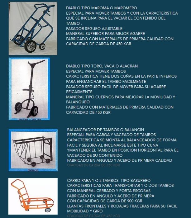 diablos para cargay , mover y vaciar tambos - RDYP